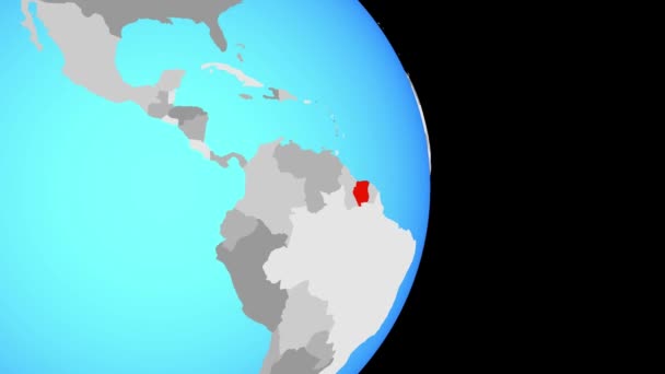 Rapproche Suriname Sur Simple Globe Politique Illustration — Video