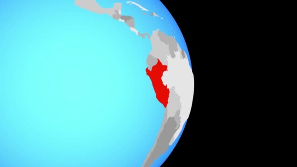 Acercándonos Perú Simple Globo Político Ilustración — Vídeo de stock