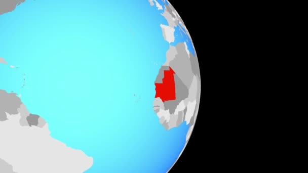 Zaznamenávám Mauritánie Jednoduché Politické Globe Obrázek — Stock video