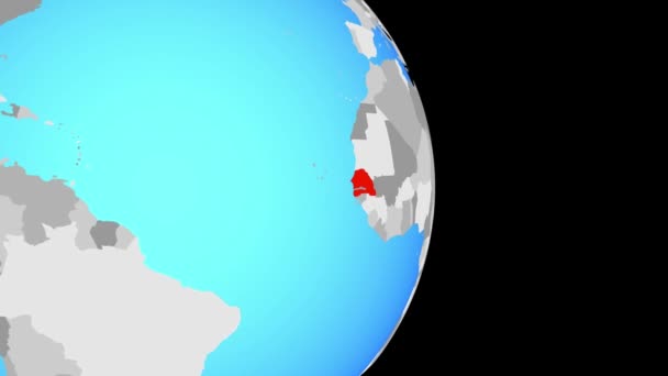 Rapproche Sénégal Sur Simple Globe Politique Illustration — Video