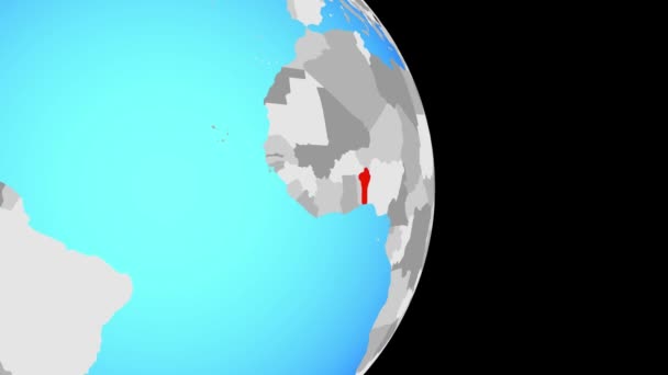 Закриття Бенін Простий Політичних Земної Кулі Ілюстрація — стокове відео
