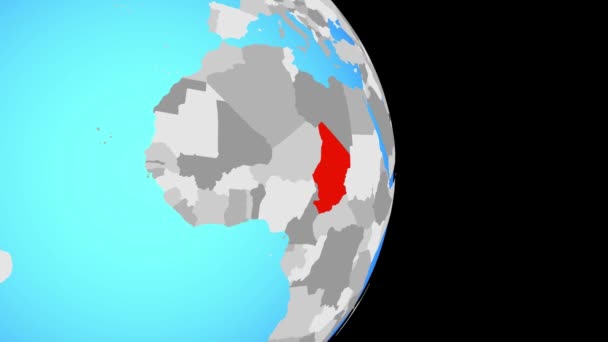 Rapproche Tchad Sur Simple Globe Politique Illustration — Video