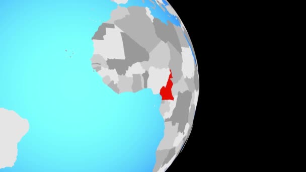 Приближаемся Камеруну Простом Политическом Глобусе Иллюстрация — стоковое видео