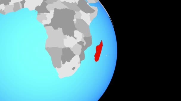 Приближаемся Мадагаскару Простом Политическом Глобусе Иллюстрация — стоковое видео