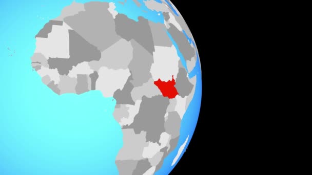 Закриття Південному Судані Простий Політичних Земної Кулі Ілюстрація — стокове відео