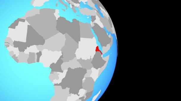 Sluiten Eritrea Eenvoudige Politieke Wereldbol Illustratie — Stockvideo