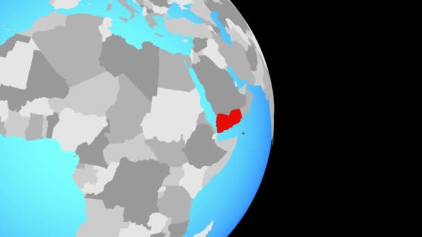 Uzavření Jemenu Jednoduché Politické Globe Obrázek — Stock video