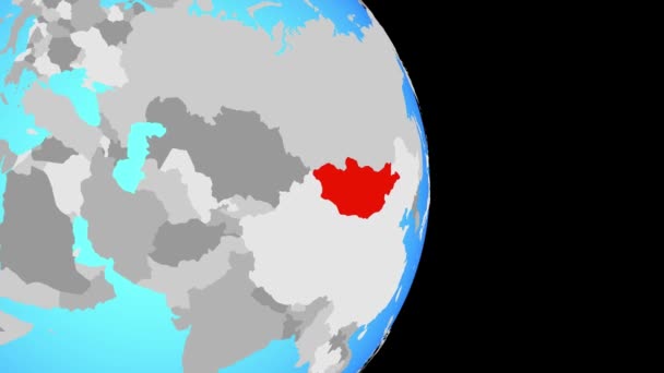 Acercándonos Mongolia Simple Globo Político Ilustración — Vídeo de stock