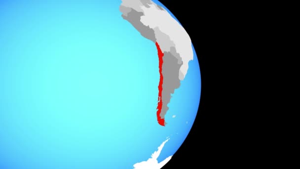 Aproximar Chile Num Simples Globo Político Ilustração — Vídeo de Stock