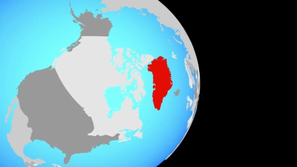 Sluiten Groenland Eenvoudige Politieke Wereldbol Illustratie — Stockvideo
