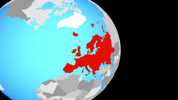 Europa Auf Einem Simplen Politischen Globus Schließen Illustration — Stockvideo