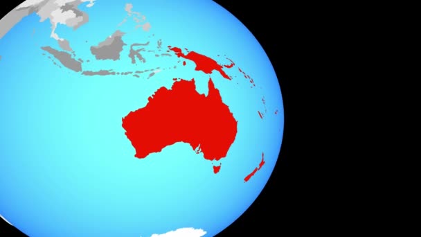 Sluiten Australië Eenvoudige Politieke Wereldbol Illustratie — Stockvideo