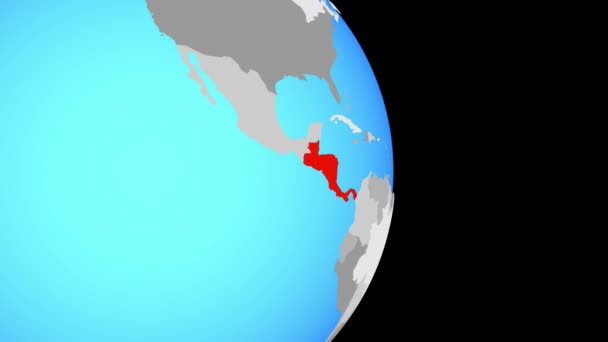 Zamknięcie Ameryce Środkowej Proste Globus Polityczny Ilustracja — Wideo stockowe