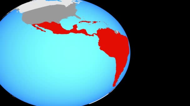 Uzavření Latinské Ameriky Jednoduché Politické Globe Obrázek — Stock video