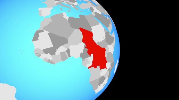 Приближается Центральной Африке Простом Политическом Глобусе Иллюстрация — стоковое видео