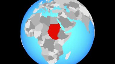 Sudan üzerinde mavi siyasi dünya vınlamak. 3D çizim.