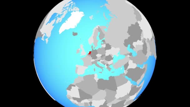 Powiększ Holandii Niebieski Globus Polityczny Ilustracja — Wideo stockowe