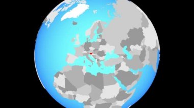 Slovenya için mavi siyasi küre üzerinde yakınlaştırma. 3D çizim.