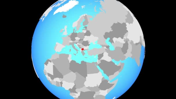 Powiększ Macedonii Niebieski Globus Polityczny Ilustracja — Wideo stockowe
