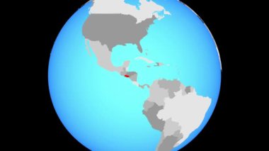 El Salvador'a mavi siyasi küre üzerinde yakınlaştırma. 3D çizim.