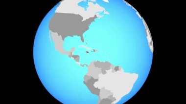 Jamaika'ya mavi siyasi küre üzerinde yakınlaştırma. 3D çizim.