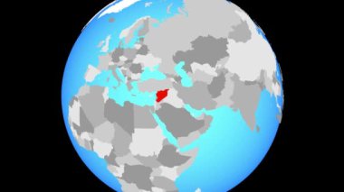 Suriye için mavi siyasi küre üzerinde yakınlaştırma. 3D çizim.