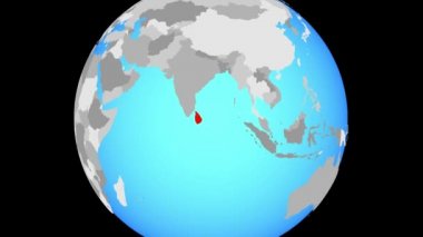 Sri Lanka için mavi siyasi küre üzerinde yakınlaştırma. 3D çizim.