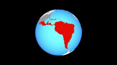 Latin Amerika'ya mavi siyasi küre üzerinde yakınlaştırma. 3D çizim.