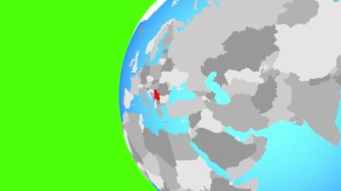 Sırbistan mavi siyasi dünya üzerinde. Dünyanın dört bir yanından etrafında dönen ve ülke için yakınlaştırma. 3D çizim.