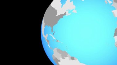 Bahamalar mavi siyasi dünya üzerinde. Dünyanın dört bir yanından etrafında dönen ve ülke için yakınlaştırma. 3D çizim.