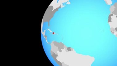 Haiti mavi siyasi dünya üzerinde. Dünyanın dört bir yanından etrafında dönen ve ülke için yakınlaştırma. 3D çizim.