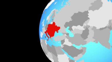 CEI ülkeler mavi siyasi dünya üzerinde. Dünyanın dört bir yanından etrafında dönen ve ülke için yakınlaştırma. 3D çizim.