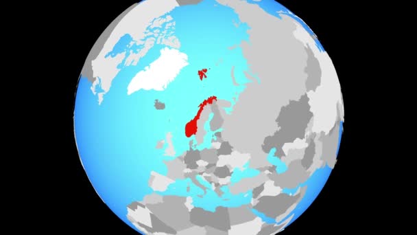 Zoom Norway Blue Political Globe Illustration — Stock Video