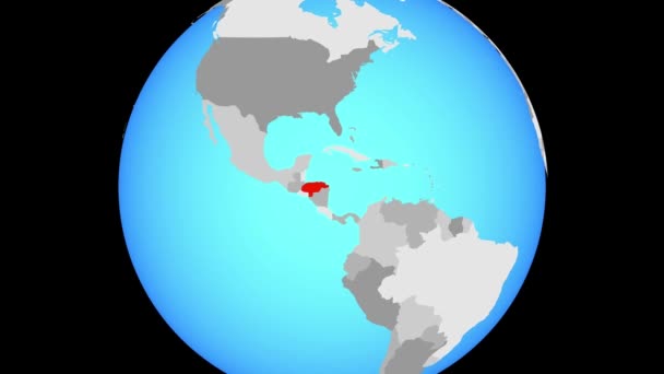 Powiększ Honduras Niebieski Globus Polityczny Ilustracja — Wideo stockowe