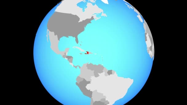 Zoom Naar Haïti Blauwe Politieke Wereld Illustratie — Stockvideo