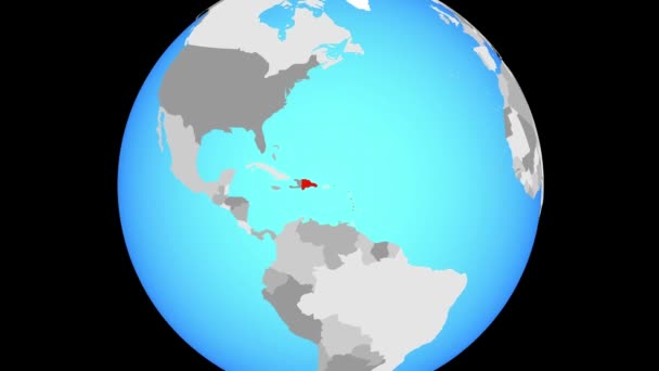 Zoom Para República Dominicana Azul Globo Político Ilustração — Vídeo de Stock