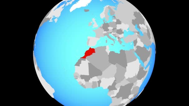 Zoom Sur Maroc Sur Globe Politique Bleu Illustration — Video