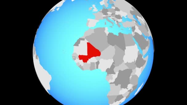 Zoom Naar Mali Blauwe Politieke Wereld Illustratie — Stockvideo