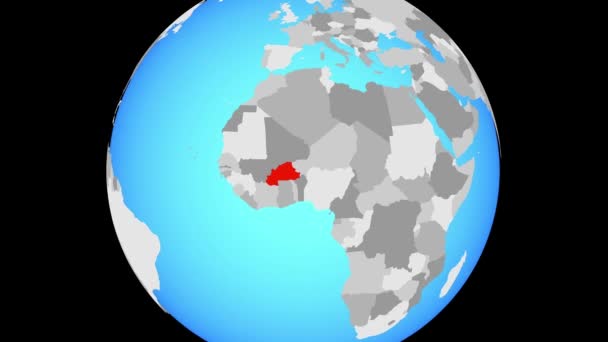 Powiększ Burkina Faso Niebieski Globus Polityczny Ilustracja — Wideo stockowe