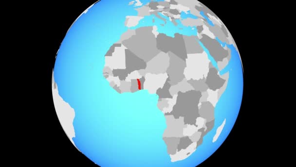 Zoom Togo Dunia Politik Biru Ilustrasi — Stok Video