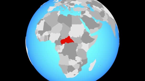 Zoom Στην Κεντρική Αφρική Μπλε Πολιτικό Πλανήτη Απεικόνιση — Αρχείο Βίντεο