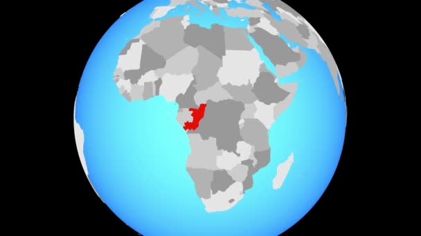 Zoom Para Congo Globo Político Azul Ilustração — Vídeo de Stock