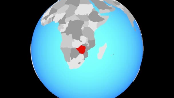 Zooma Till Zimbabwe Blå Politiska Världen Illustration — Stockvideo