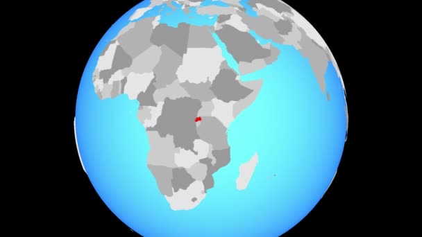Změní Zvětšení Rwandu Modré Politické Globe Obrázek — Stock video