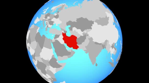 Powiększ Iranu Niebieski Globus Polityczny Ilustracja — Wideo stockowe
