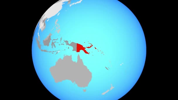 Папуа Новой Гвинее Голубом Политическом Глобусе Иллюстрация — стоковое видео