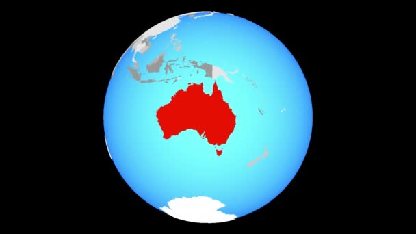 Zoom Sur Australie Sur Globe Politique Bleu Illustration — Video