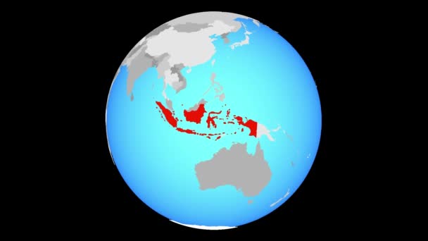 Zoom Para Indonésia Globo Político Azul Ilustração — Vídeo de Stock