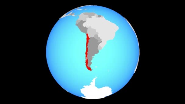 Zoom Chile Blue Political Globe Illustration — Stock Video