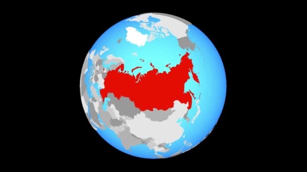 Zoom Sur Russie Sur Globe Politique Bleu Illustration — Video